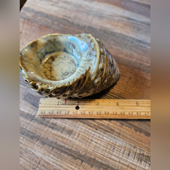 Vintage Glazed Ceramic Conch Seashell Tea Light Votive Holder Numbered Beach - Picture 3 of 5